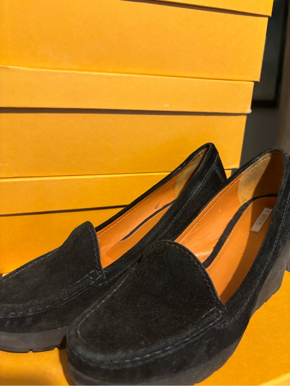 Geox Black Suede Women’s Wedge Loafers